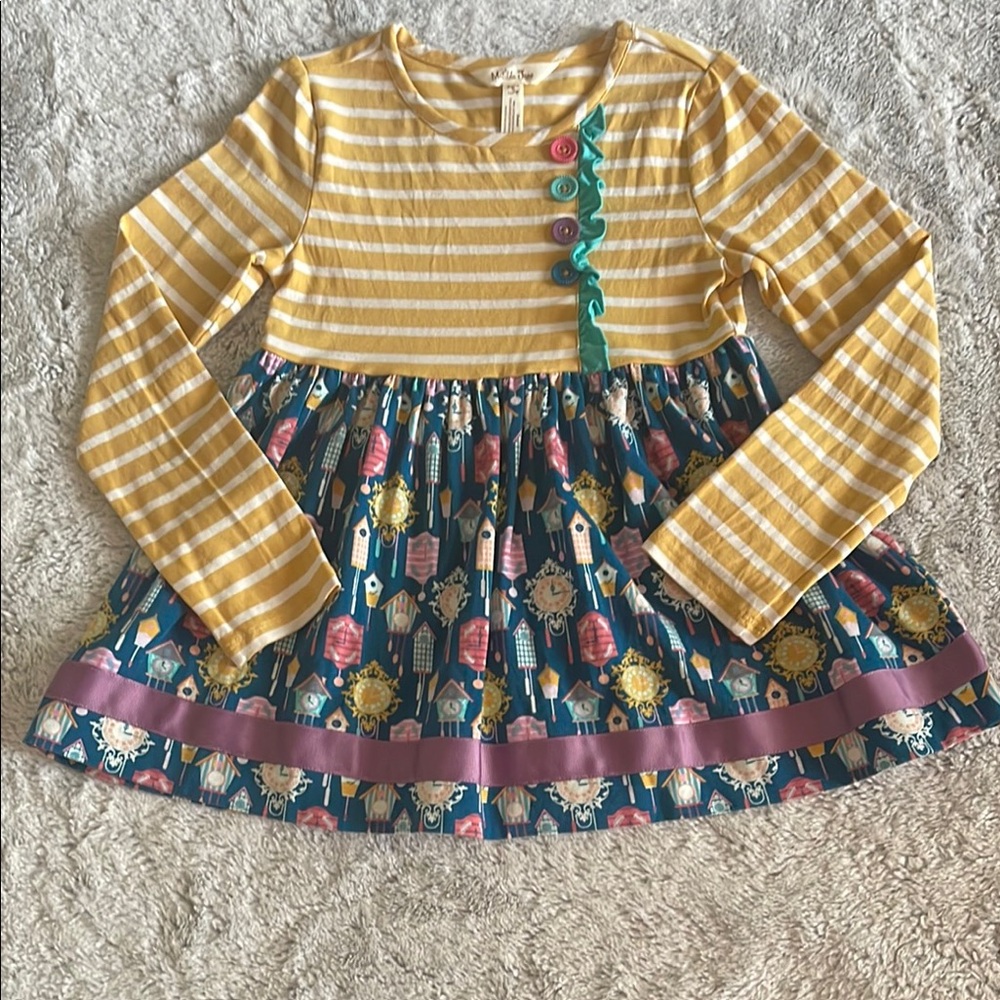 Matilda Jane Striped Yellow and Blue Patterned Tunic SZ 6  ⏰